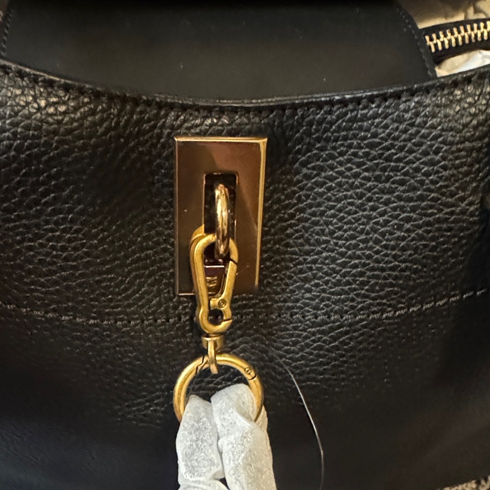 Karl Lagerfeld Black Leather Tote with Gold-Tone Accent With Added Charm & Dusty - Picture 5 of 16